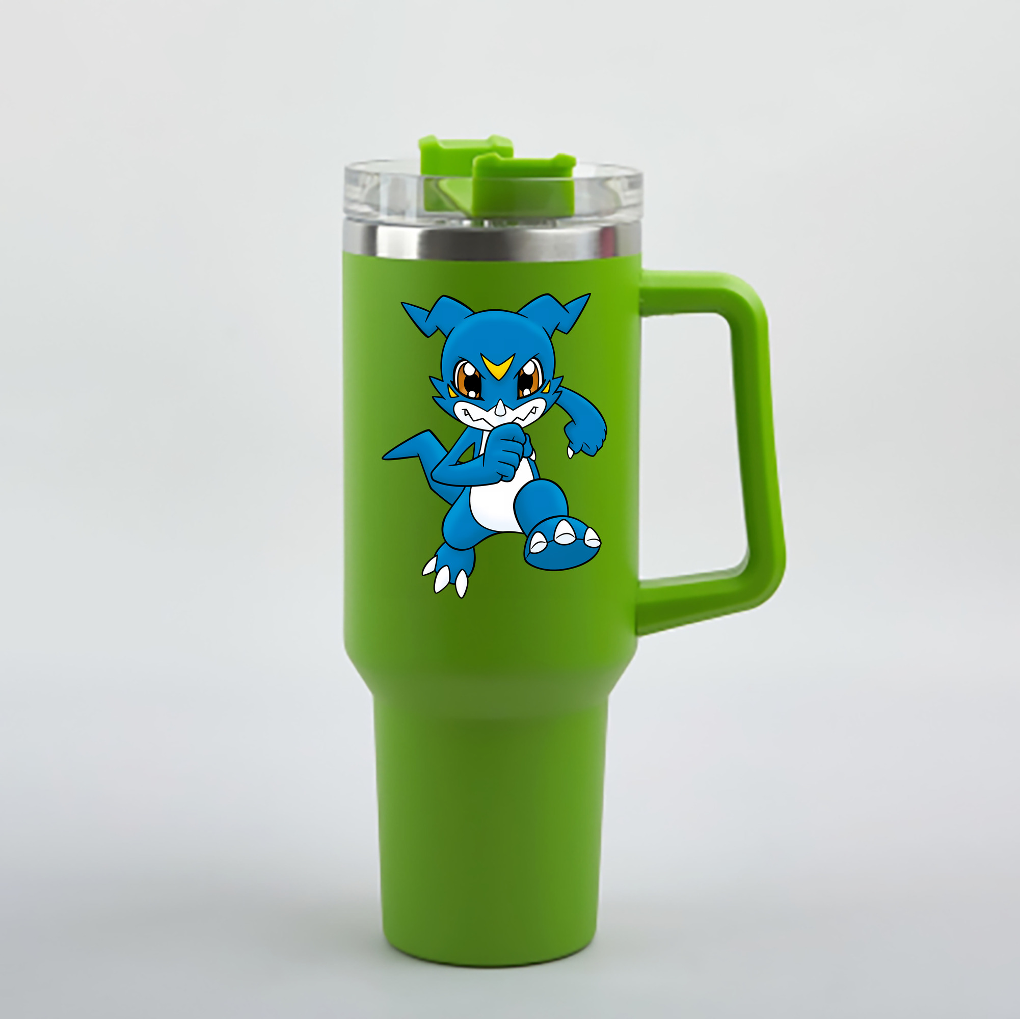 （画像用） Digimon デジタルモンスター/デジモン 1200mL車用タンブラー - クリスタルステッカー（プラスチックストロー付き）